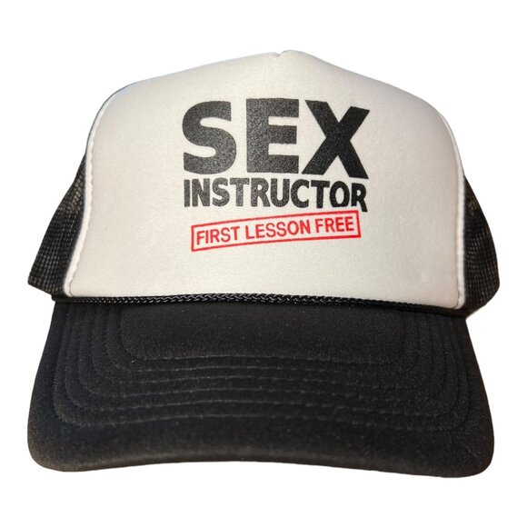 Sex Instructor First lesson free hat funny trucker hat snapback party college - Picture 2 of 5